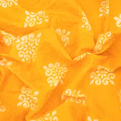 Fire Yellow Cotton Batik Print ThreadworkEmbroidery Fabric