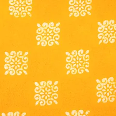 Fire Yellow Cotton Batik Print ThreadworkEmbroidery Fabric