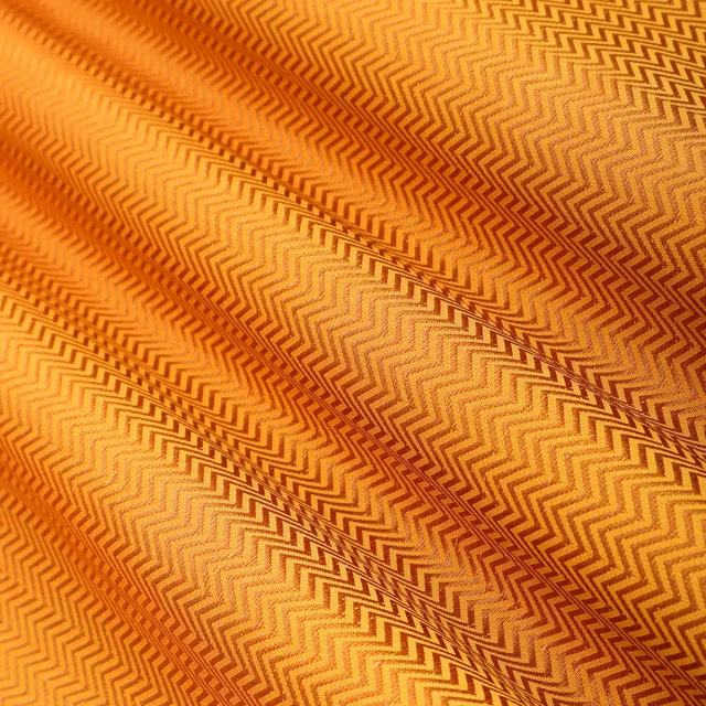 Golden Semi Brocade Stripe Pattern Fabric