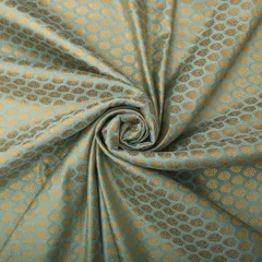 Blue Satin Brocade Booti Golden Zariwork Fabric