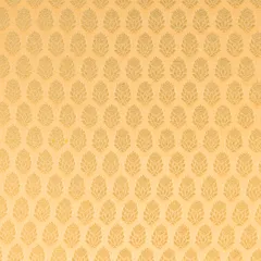 Beige Satin Brocade Booti Golden Zariwork Fabric