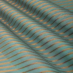 Dark Turquoise Semi Brocade Stripe Pattern Fabric