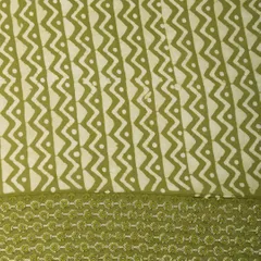 Pear Green Georgette Batik Print Border Sequin Embroidery Fabric