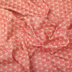 Pink Jute Floral Threadwork Embroidery Fabric