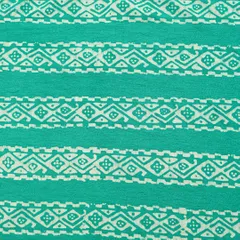Turquoise Cotton Batik Print Threadwork Fabric