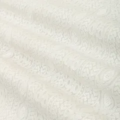 Snow White Kota Check Floral Threadwork Embroidery Fabric