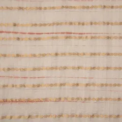 Shibhori Bandhani work with Golden Stripe Zariwork On Cream Brocade Fabric