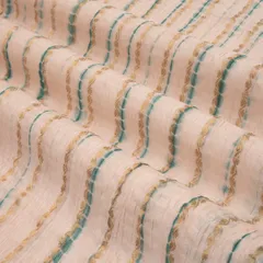 Shibhori Bandhani work with Golden Stripe Zariwork On Light Rose Pink Brocade Fabric