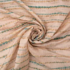 Shibhori Bandhani work with Golden Stripe Zariwork On Light Rose Pink Brocade Fabric