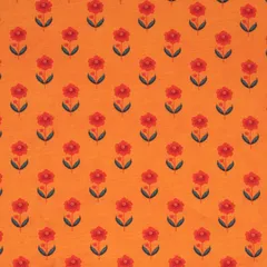 Fire Orange Floral Lawn Print Fabric