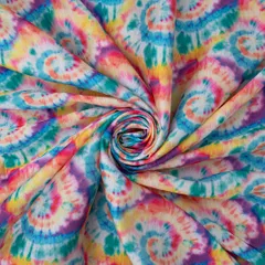 Sky Blue Lawn Tie Dye Pattern Print Fabric