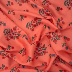 Carrot Pink Lawn Floral Print Fabric