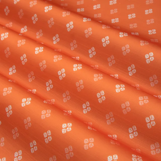 Orange Lawn Bandhani Print Fabric