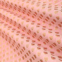 Pink Golden Motif Zari Work Brocade Fabric