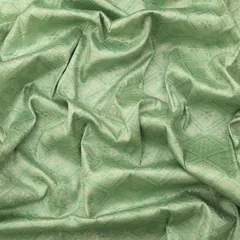 Tea Green Brocade Motif Silver Zariwork Fabric