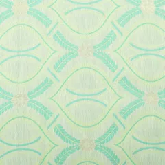 Mint Green Brocade Floral Silver Zari Work Fabric