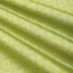Parrot Green Brocade Motif Silver Zariwork Fabric