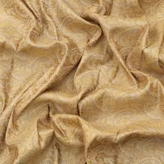 Dark Golden Brocade Paan Dim Golden Zari Work Fabric