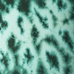 Dark Sea Green Tie& Dye Pattern Chinon Fabric With Sequins Embroidery