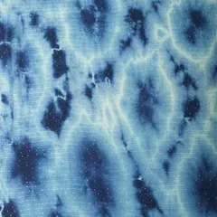 Electric Blue Tie & Dye Pattern Chinon Fabric With Sequins Embroidery