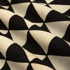 Ebony Black & White Cotton Kalamkari Print Fabric