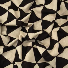 Ebony Black & White Cotton Kalamkari Print Fabric