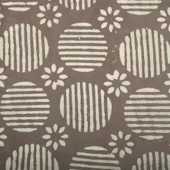 Iron Grey Cotton Floral Dabu Print Fabric