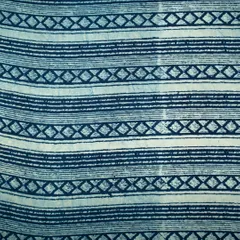 Indigo Blue Cotton Stripe Pattern Dabu Print Fabric