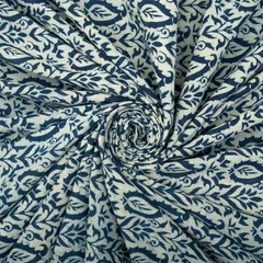 Egyptian Blue Cotton Paan Dabu Print Fabric