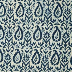 Egyptian Blue Cotton Paan Dabu Print Fabric