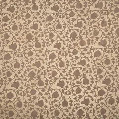 Umber Brown Cotton Floral Dabu Print Fabric