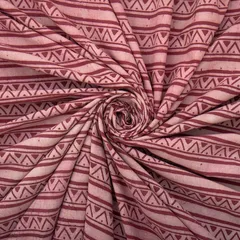 Jam Purple Cotton Stripe Pattern Dabu Print Fabric