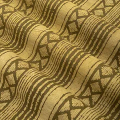 Army Green Cotton Stripe Pattern Dabu Print Fabric