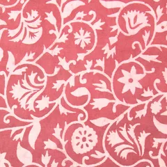 Fandango Pink Cotton Floral Dabu Print Fabric