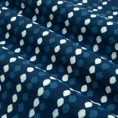 Cobalt Blue Cotton Stripe Pattern Dabu Print Fabric