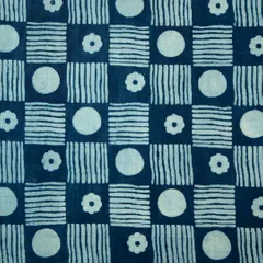 Persian Blue Cotton Dabu Print Fabric