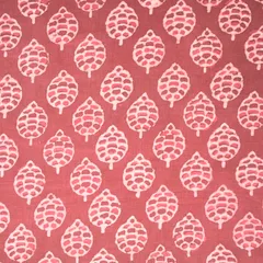 Mulberry Purple Cotton Leaf Pattern Dabu Print Fabric