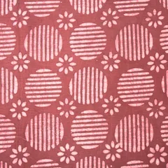 Punch Pink Cotton Floral Dabu Print Fabric