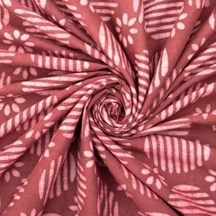 Punch Pink Cotton Floral Dabu Print Fabric