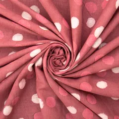 Ruby Pink Cotton Polka Dot Dabu Print Fabric