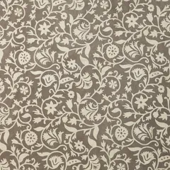 Steel Gray Cotton Floral Dabu Print Fabric
