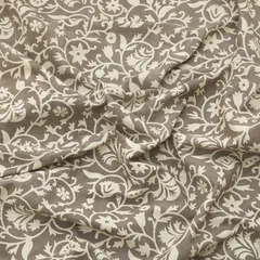 Steel Gray Cotton Floral Dabu Print Fabric
