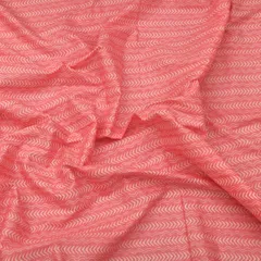 Pink Cotton Flowy Stripe Print Fabric
