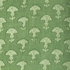 Olive Green Cotton Motif Print Fabric