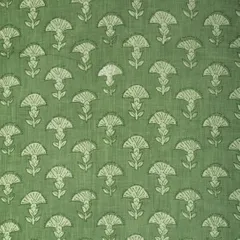 Olive Green Cotton Motif Print Fabric