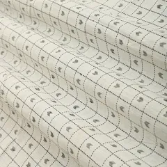 White Cotton Linen Tattersall Check Print Fabric