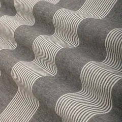 Gray Cotton Linen Stripe Lining Pattern Print Fabric