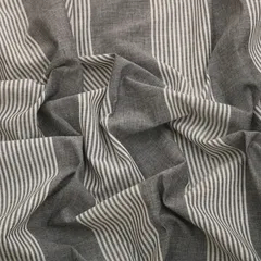 Gray Cotton Linen Stripe Lining Pattern Print Fabric