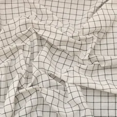 Snow White Cotton Linen Geometric Print Fabric