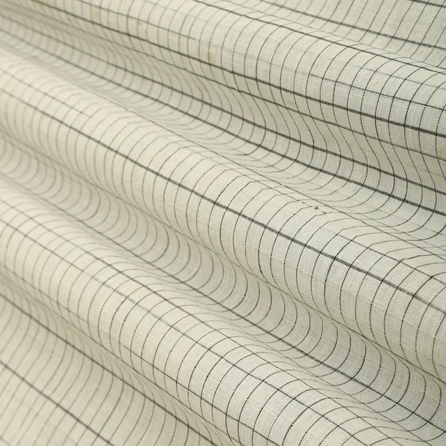 Daisy White Cotton Linen Box Pattern Print Fabric